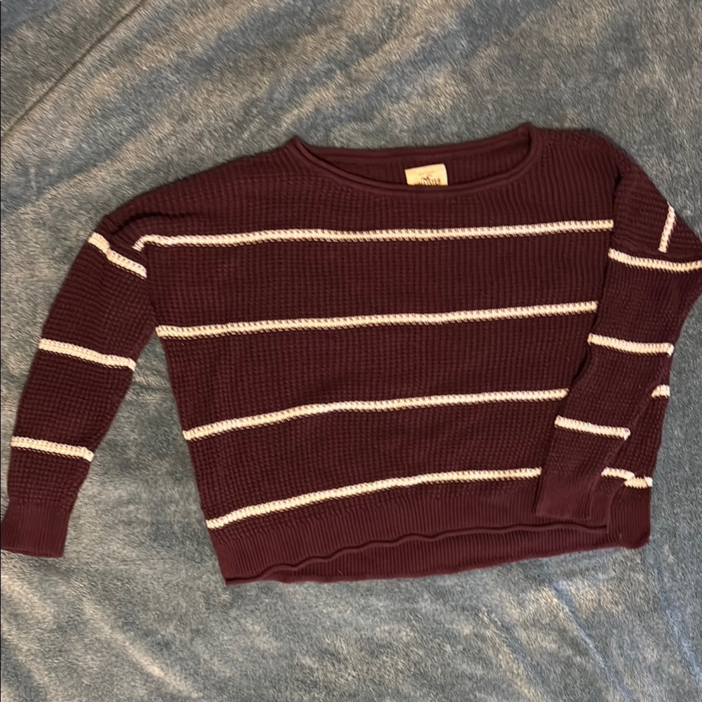 Women's Burgundy Striped Sweater